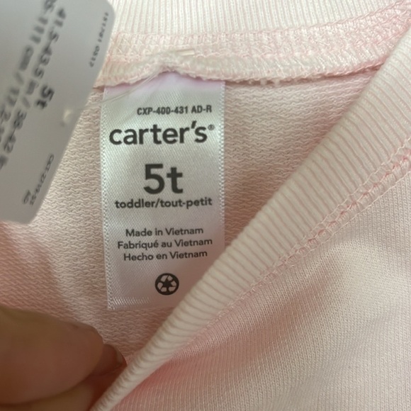 Brand New Carter’s 2-Piece Set Pink Kitty Cat Sweatshirt & Navy Heart Leggings - Picture 3 of 12